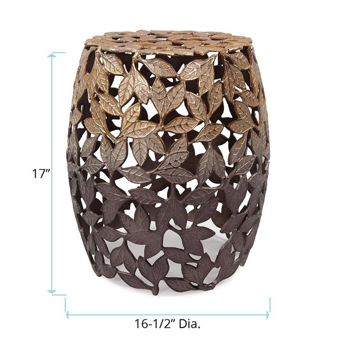 Howard Elliott Olive Leaf Side Table/Stool, Bronze