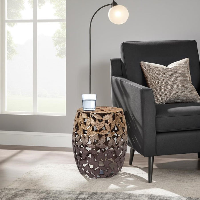 Howard Elliott Olive Leaf Side Table/Stool, Bronze