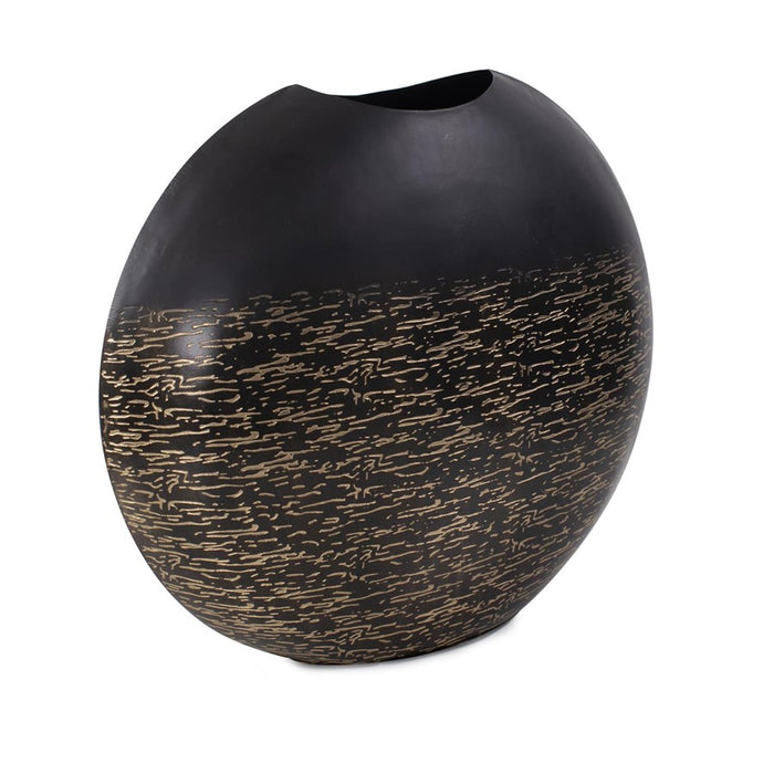 Howard Elliott Golden Thread Large Disc Vase, Black/Gold