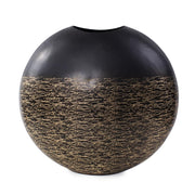 Howard Elliott Golden Thread Medium Disc Vase, Black/Gold - 35343