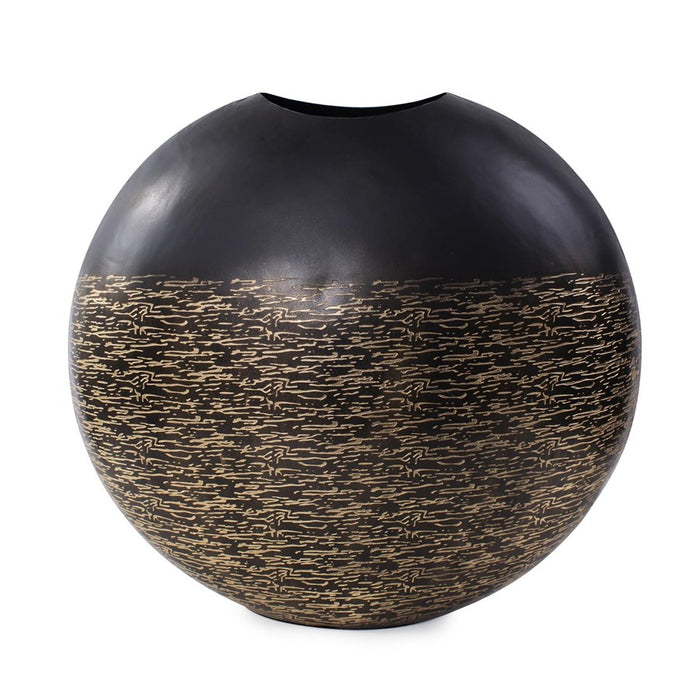 Howard Elliott Golden Thread Medium Disc Vase, Black/Gold - 35343