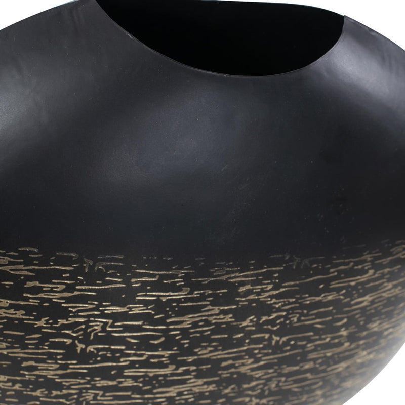 Howard Elliott Golden Thread Medium Disc Vase, Black/Gold
