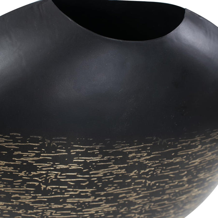 Howard Elliott Golden Thread Medium Disc Vase, Black/Gold