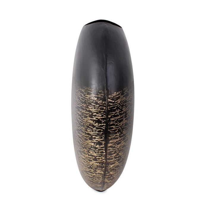 Howard Elliott Golden Thread Medium Disc Vase, Black/Gold