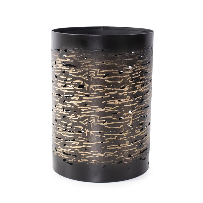 Howard Elliott Golden Thread 4" Cylindrical Candle Holder, Black/Gold - 35345