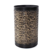 Howard Elliott Golden Thread Cylindrical Large Candle Holder, Black/Gold - 35346