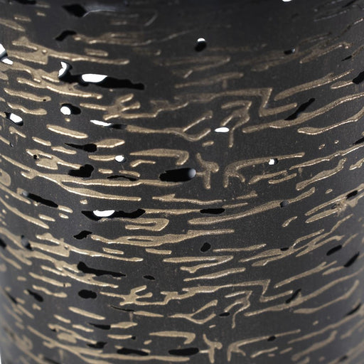 Howard Elliott Golden Thread Cylindrical Large Candle Holder, Black/Gold