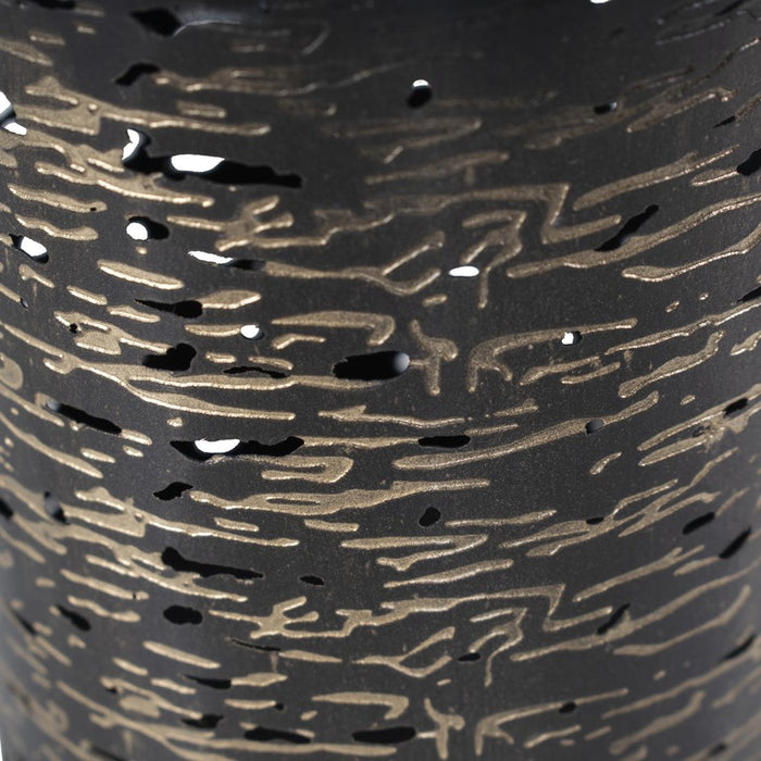 Howard Elliott Golden Thread Cylindrical Large Candle Holder, Black/Gold