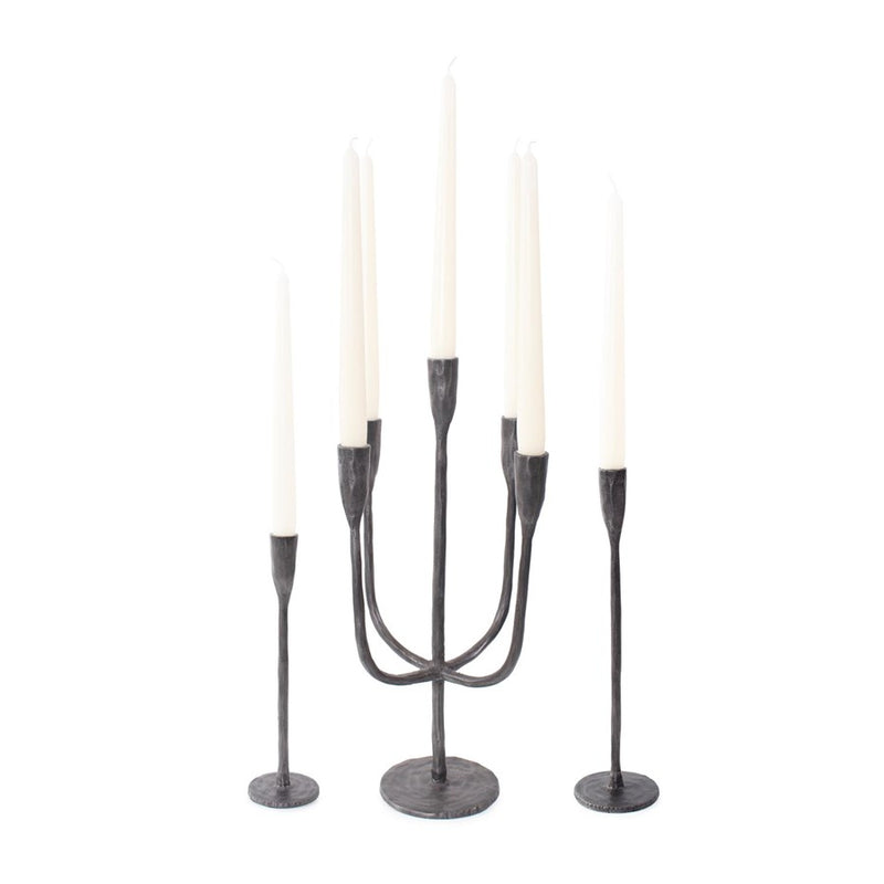 Howard Elliott Asher Sculpted Cast Aluminum Candlestick/Short, Ebony