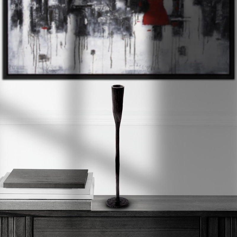 Howard Elliott Asher Sculpted Cast Aluminum Candlestick/Short, Ebony