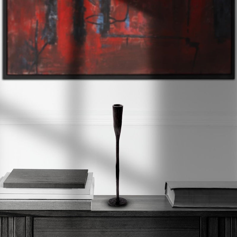 Howard Elliott Asher Sculpted Cast Aluminum Candlestick/Tall, Ebony