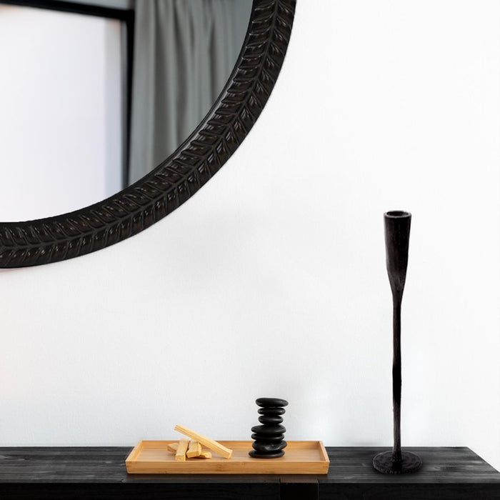 Howard Elliott Asher Sculpted Cast Aluminum Candlestick/Tall, Ebony