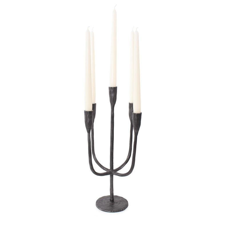 Howard Elliott Asher Cast Aluminum Five Arm Candle Holder, Ebony