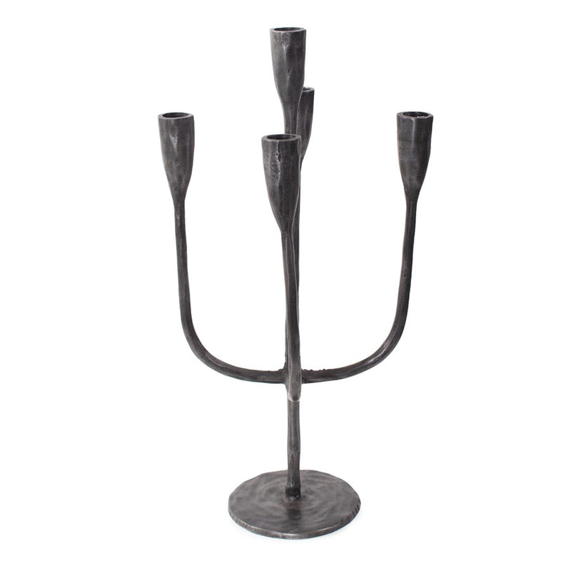Howard Elliott Asher Cast Aluminum Five Arm Candle Holder, Ebony