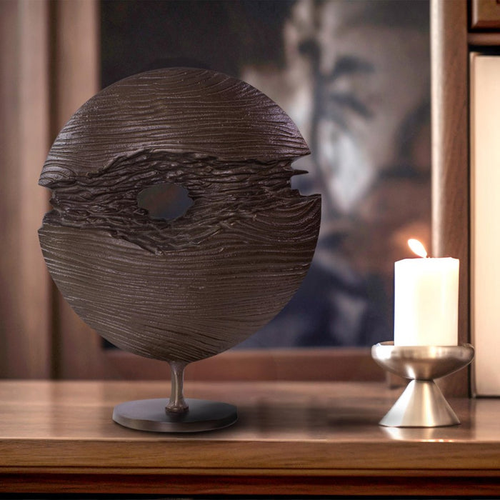 Howard Elliott Berken Round Sculpture, Cast Aluminum/Bronze