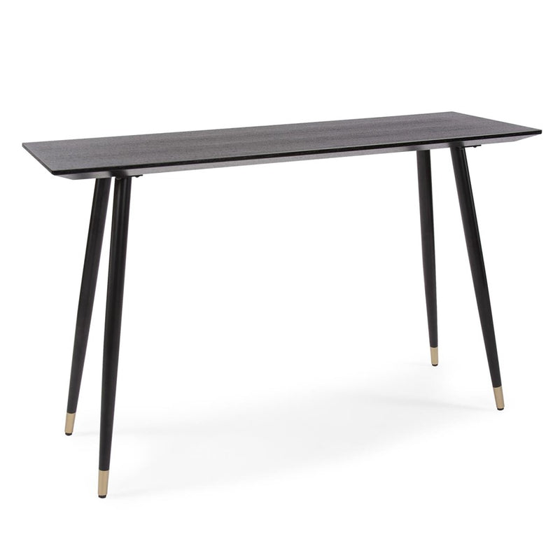 Howard Elliott Soho Wood Console Table, Dark Ash/Brass