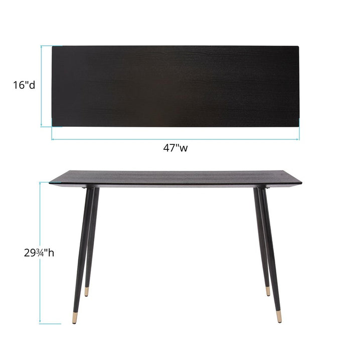 Howard Elliott Soho Wood Console Table, Dark Ash/Brass