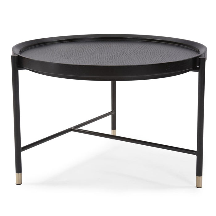 Howard Elliott Soho Round Coffee Table, Dark Ash/Brass - 36063