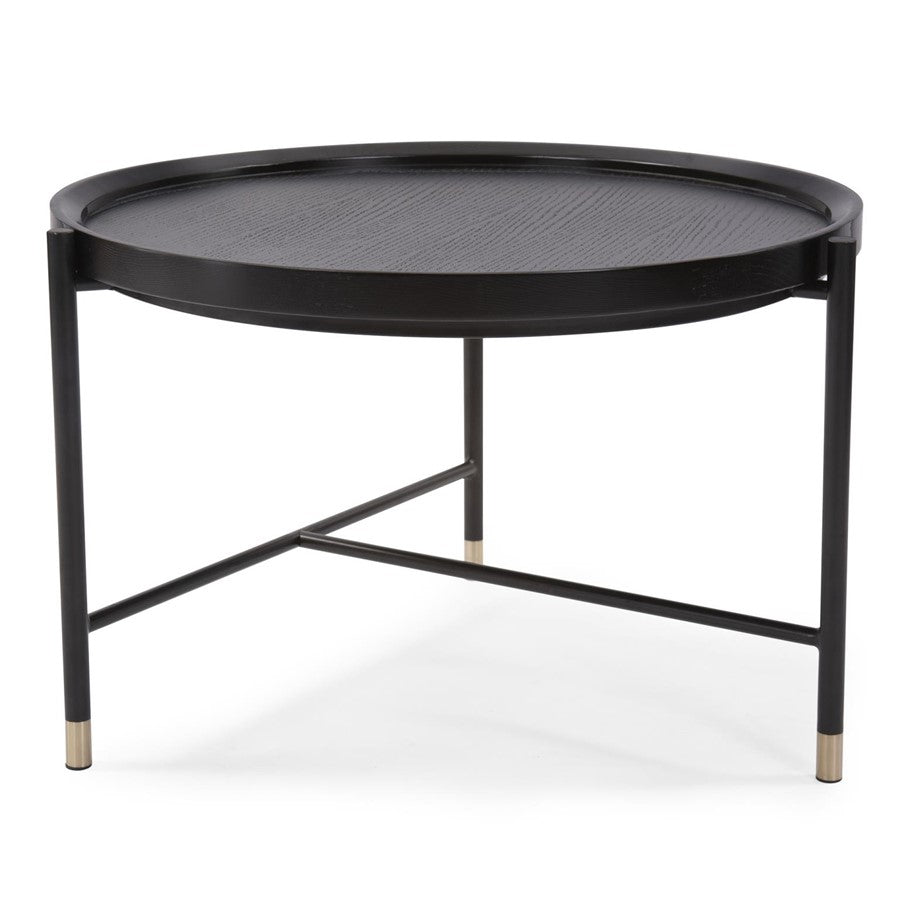Howard Elliott Soho Round Coffee Table, Dark Ash/Brass - 36063