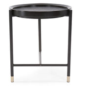 Howard Elliott Soho Round Side Table, Dark Ash/Brass - 36064