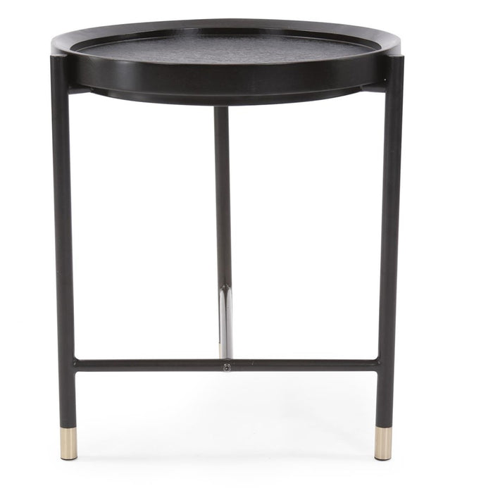 Howard Elliott Soho Round Side Table, Dark Ash/Brass - 36064