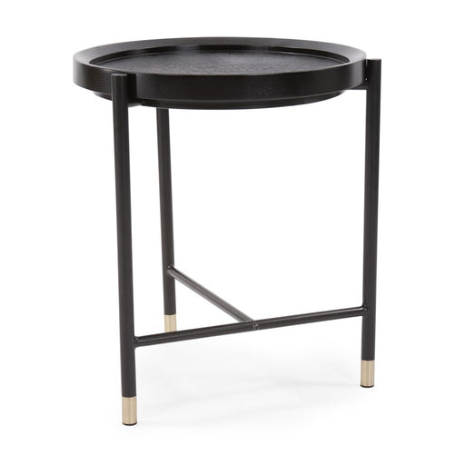 Howard Elliott Soho Round Side Table, Dark Ash/Brass