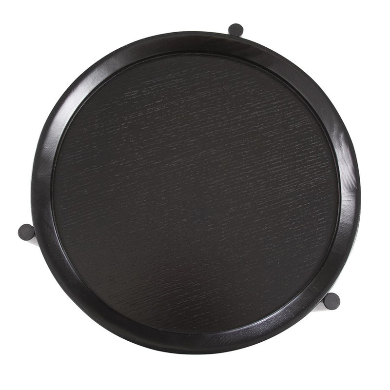 Howard Elliott Soho Round Side Table, Dark Ash/Brass