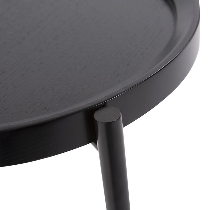 Howard Elliott Soho Round Side Table, Dark Ash/Brass