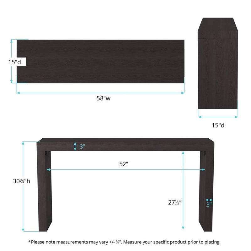 Howard Elliott Black Wood Grain Veneer Console Table, Black