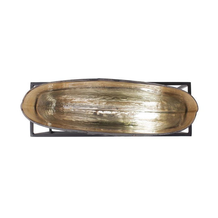 Howard Elliott Bronze Euler 13" Wide Mouth Vase/Black Iron, Brown/Black
