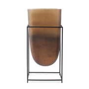 Howard Elliott Bronze Euler Vase with Black Iron Stand/Tall, Brown/Black - 41088