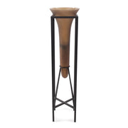 Howard Elliott Bronze Euler Drop Vase/Iron Stand/Large, Brown/Black - 41089