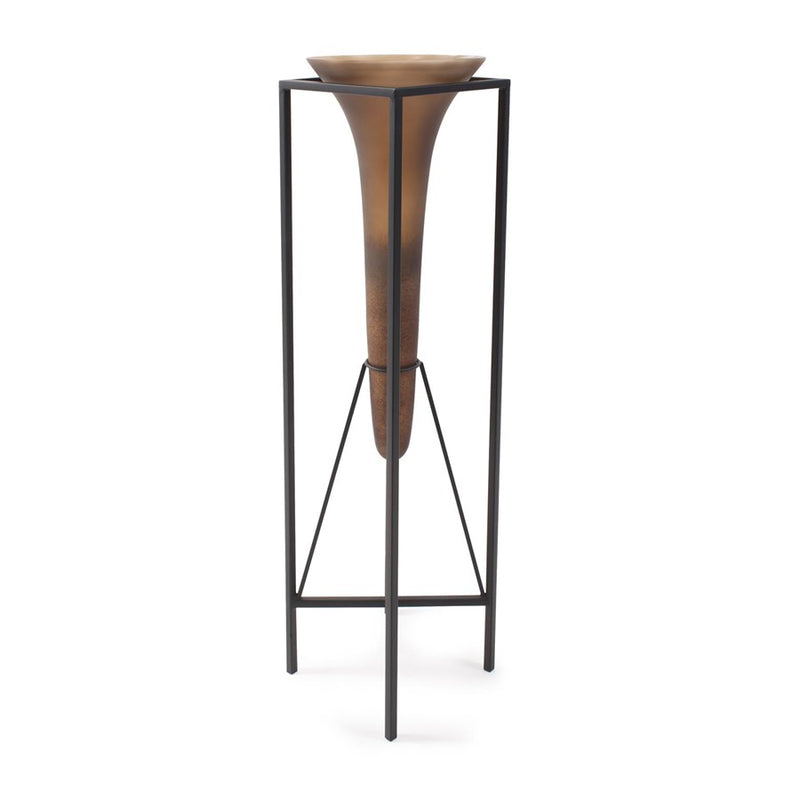 Howard Elliott Bronze Euler 36" Drop Vase/Black Iron/XL, Brown/Black