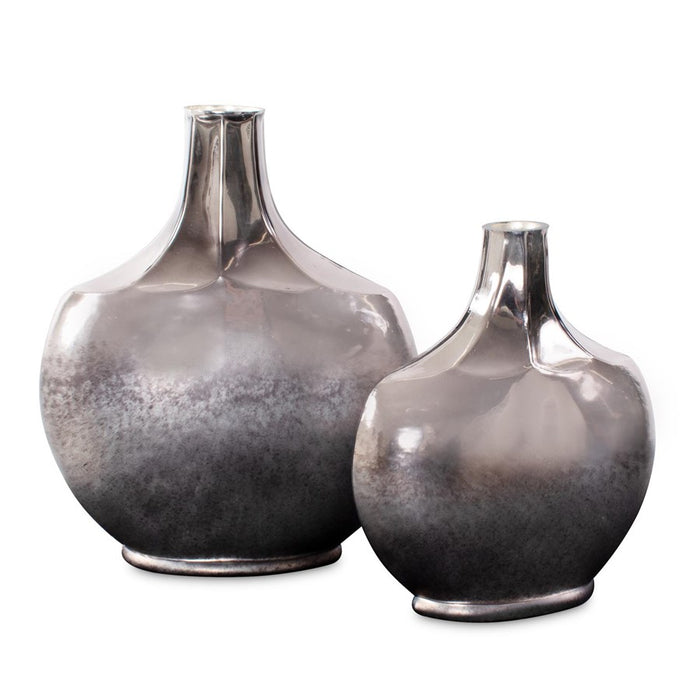 Howard Elliott Advik Polished Silver Vase/Short, Black