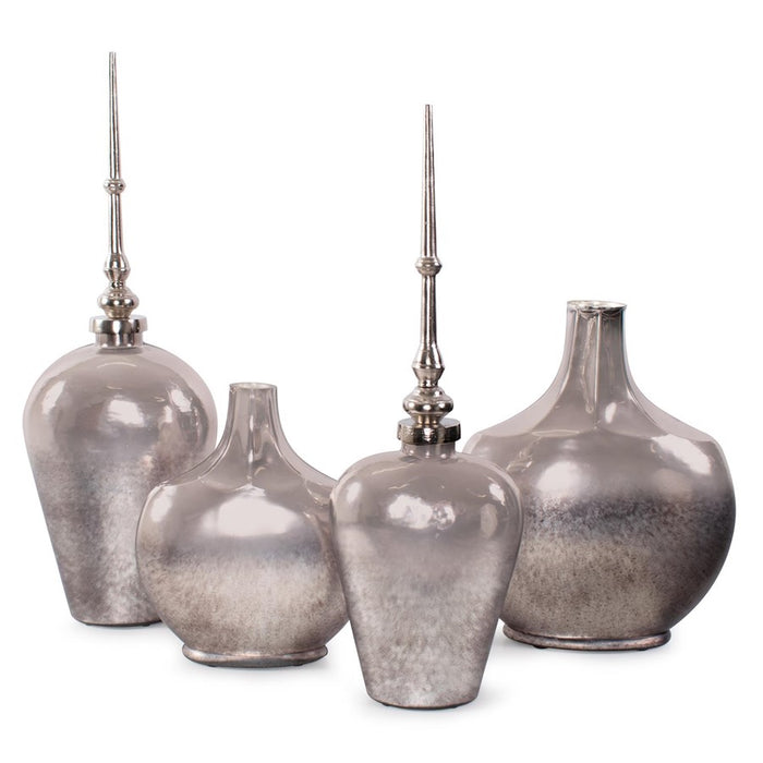 Howard Elliott Advik Polished Silver Vase/Short, Black