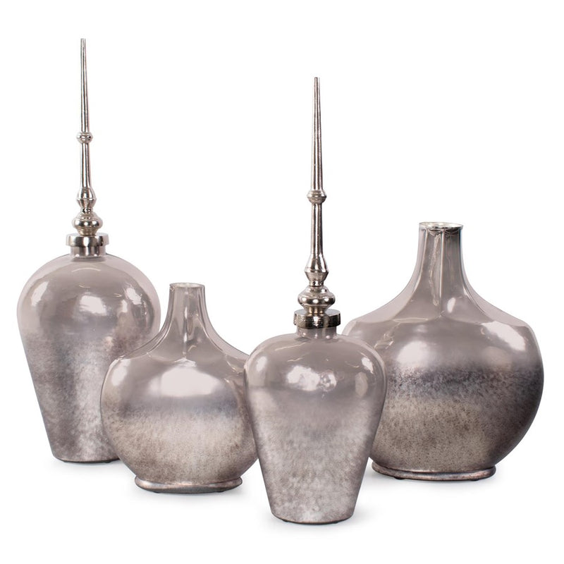 Howard Elliott Advik Polished Silver Vase/Tall, Black