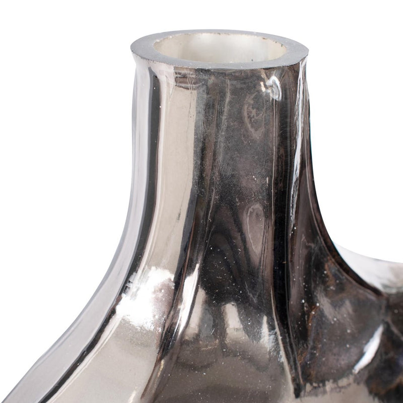 Howard Elliott Advik Polished Silver Vase/Tall, Black