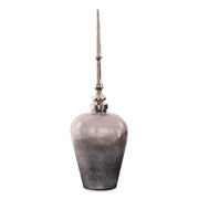 Howard Elliott Venetia Ebony Glass Bottle/Alum Spired Lid/Short, Nickel - 41093