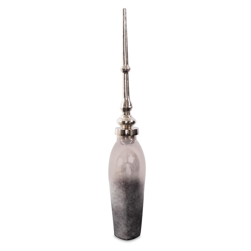 Howard Elliott Venetia Ebony Glass Bottle/Alum Spired Lid/Short, Nickel