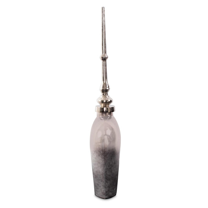 Howard Elliott Venetia Ebony Glass Bottle/Alum Spired Lid/Short, Nickel