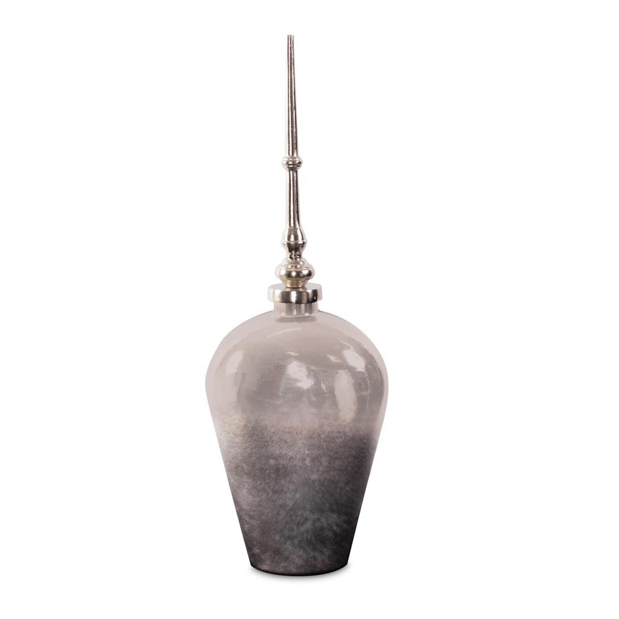 Howard Elliott Venetia Ebony Glass Bottle/Alum Spired Lid/Tall, Nickel - 41094