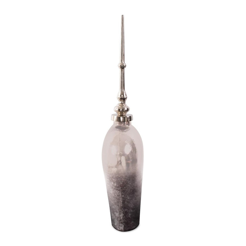 Howard Elliott Venetia Ebony Glass Bottle/Alum Spired Lid/Tall, Nickel