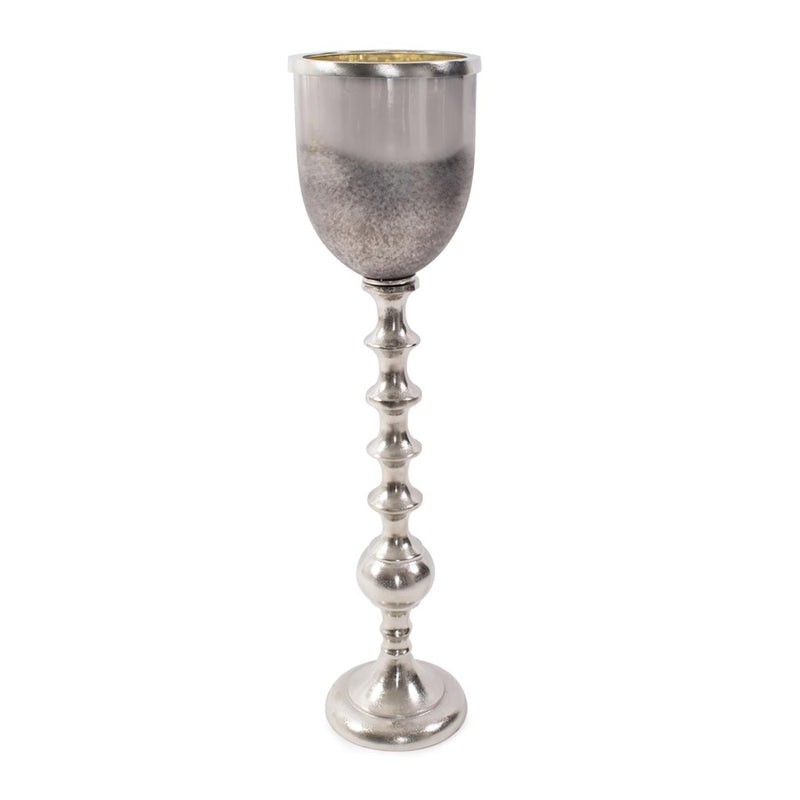 Howard Elliott Black Diamond Glass Chalise on Nickel Turned Metal/Medium - 41095