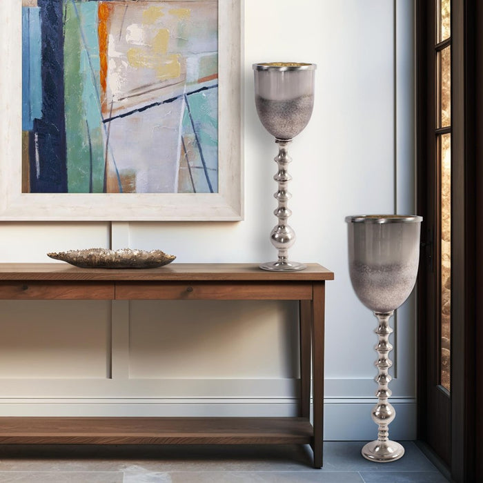 Howard Elliott Black Diamond Glass Chalise on Nickel Turned Metal/Medium