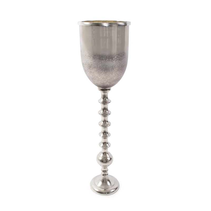 Howard Elliott Black Diamond Glass Chalise on Nickel Turned Metal/Large - 41096
