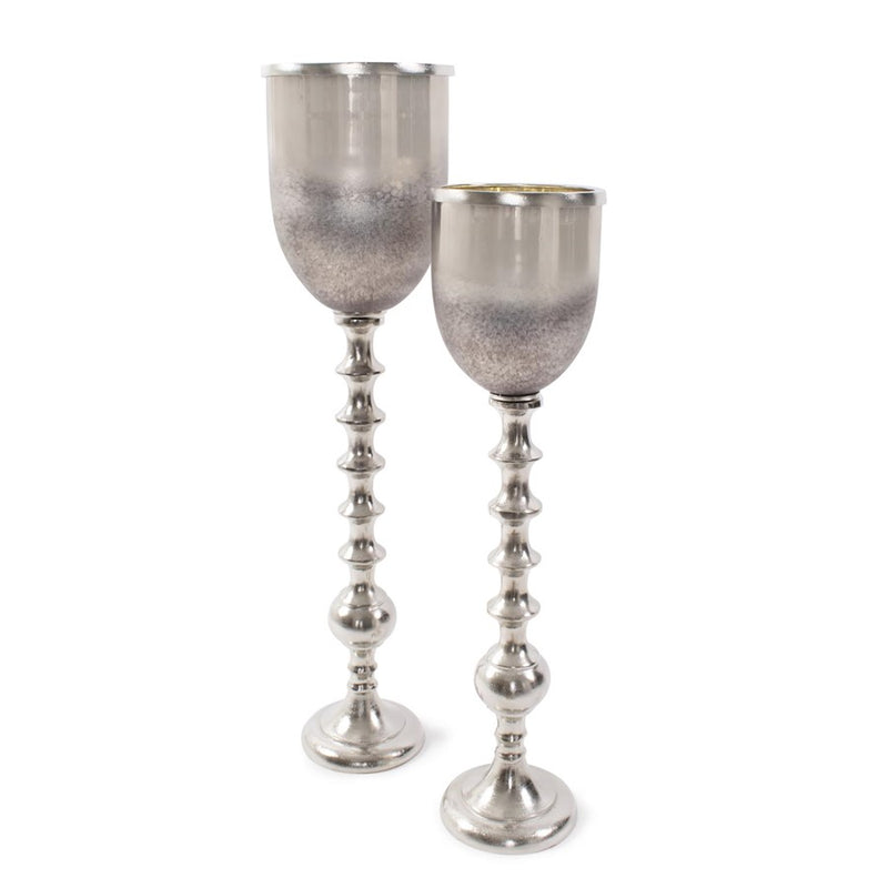 Howard Elliott Black Diamond Glass Chalise on Nickel Turned Metal/Large