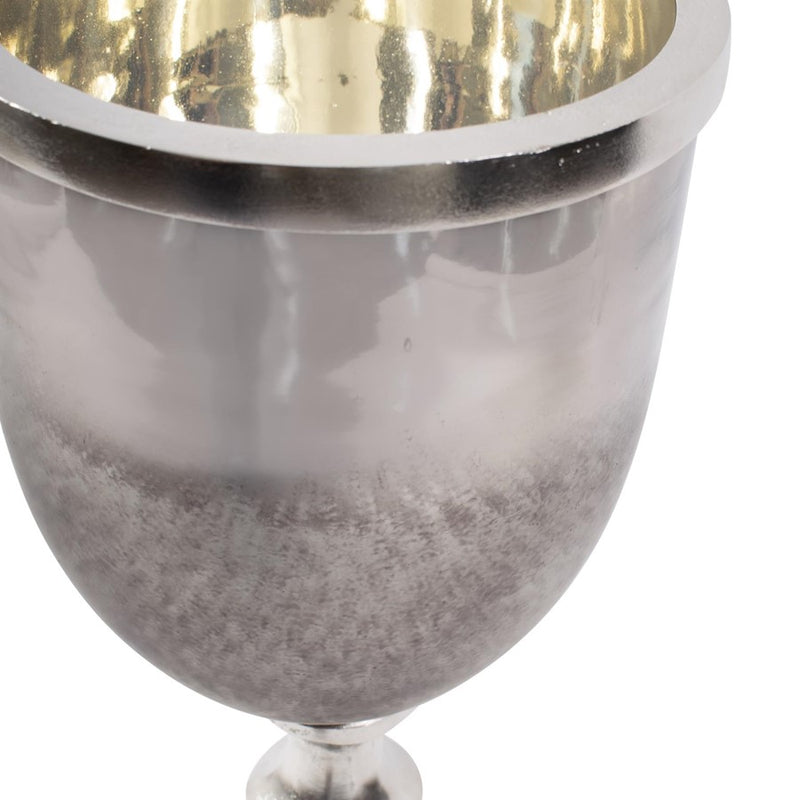 Howard Elliott Black Diamond Glass Chalise on Nickel Turned Metal/Large