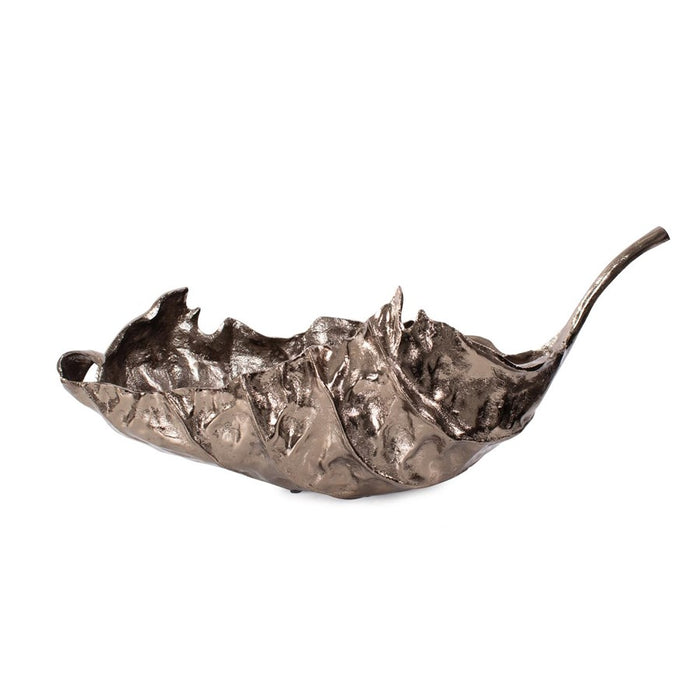 Howard Elliott Aspen Leaf Cast Aluminum Bowl, Brass