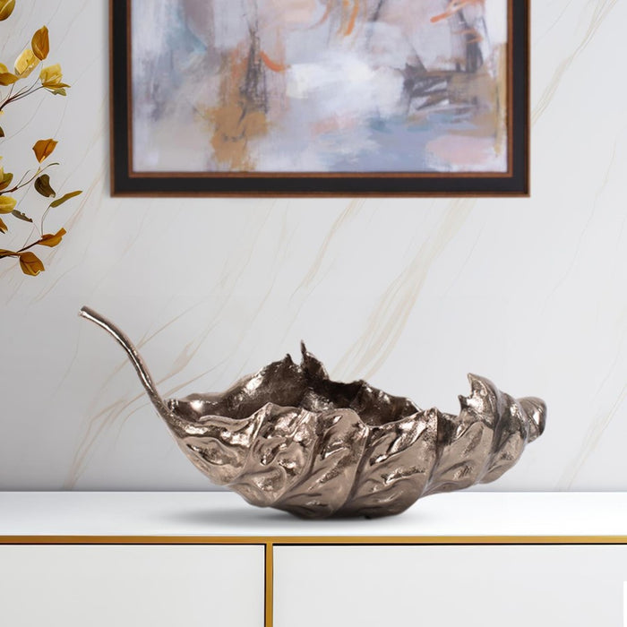Howard Elliott Aspen Leaf Cast Aluminum Bowl, Brass