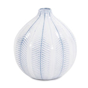 Howard Elliott Chevron Ceramic Globe Vase Small, Blue/White - 42043